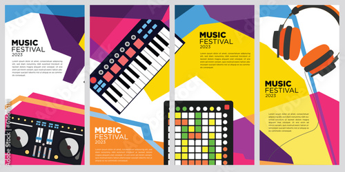 vector illustration colorful summer Electronic dance music (EDM) music festival banner flat design