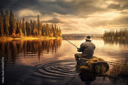 fisherman on the lake generative AI