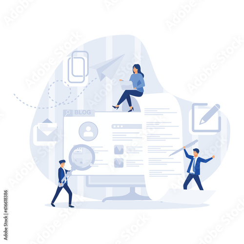 Blogging and copywriting concept. Content management for web page, flat vector modern illustration