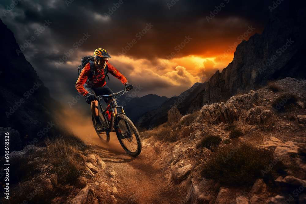 mountain bike in the sunset generative AI mountain bike in the sunset generative AI
