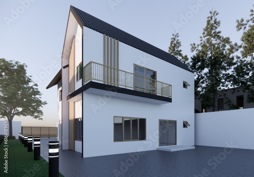 3d render nordic style house