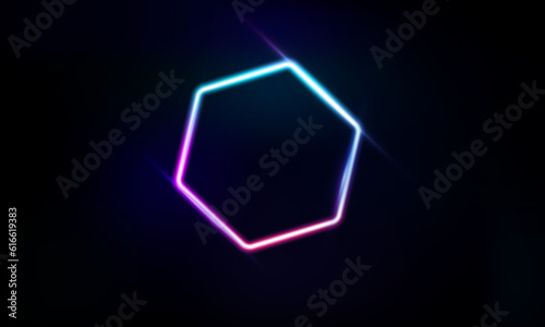 Abstract Modern colored poster for sports Light out technology and with neon hexagon and triangles. Hitech communication concept innovation background, vector design