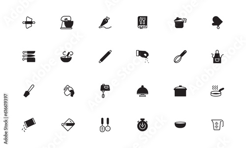 Simple Set of Cooking Related Vector Line Icons