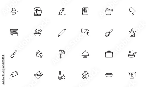 Simple Set of Cooking Related Vector Line Icons