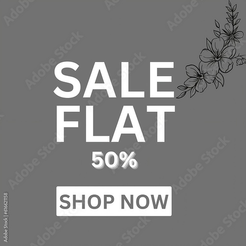 sale poster banner for online stores sale flat 50%