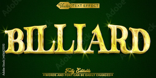 Luxury Shiny Golden Billard Vector Editable Text Effect Template