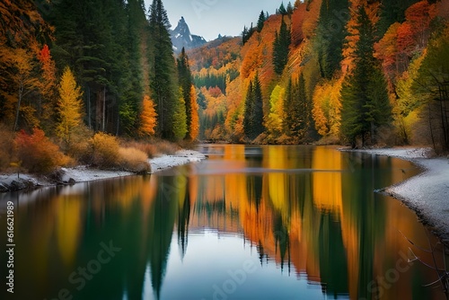 lake in the mountains with lake creating awesome view