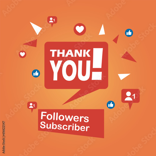 Celebrating the events subscribers. Thank you followers. Thanks followers Poster template for Social Networks vector template
