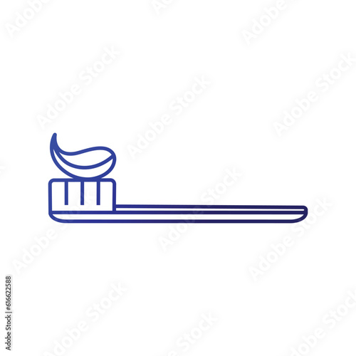gradient toothbrush with toothpaste icon over white background  line style  vector illustration