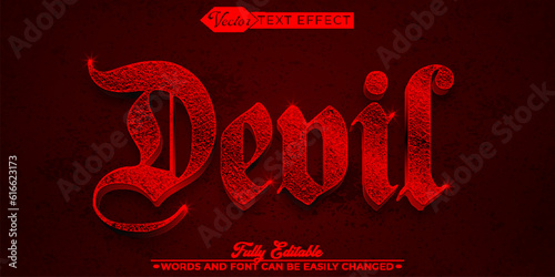 Medieval Horror Red Devil Vector Editable Text Effect Template