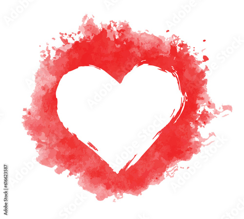 The red heart symbol with watercolor.