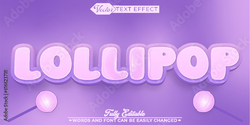 Cartoon Purple Lollipop Vector Editable Text Effect Template
