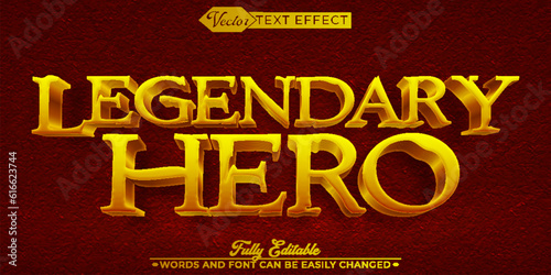 Medieval Legendary Hero Golden Vector Editable Text Effect Template