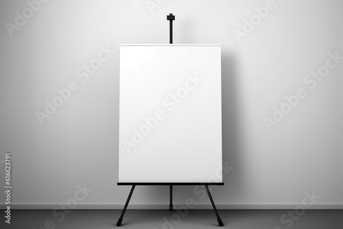 Blank, white, paper, hanging, black stand 