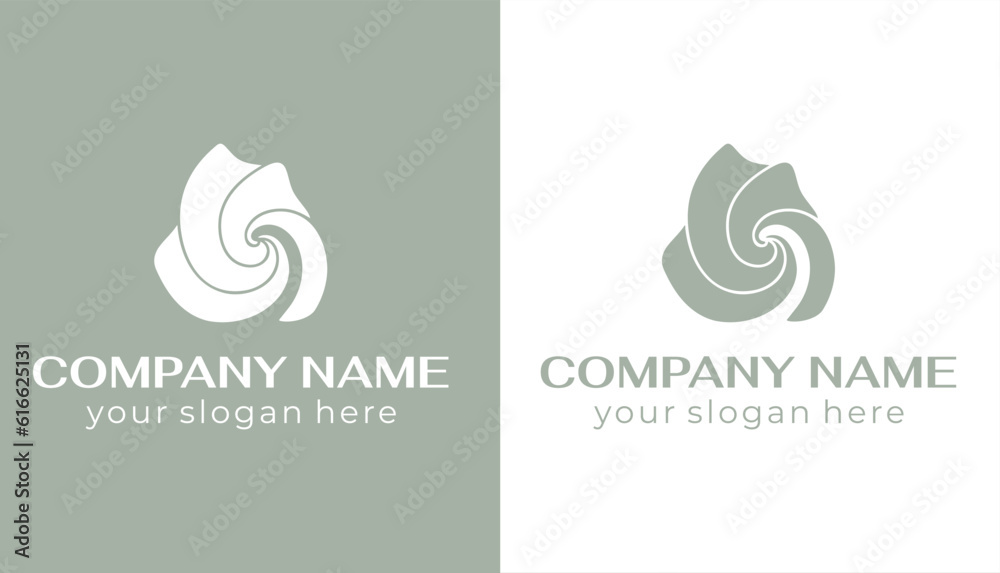 Fototapeta premium Round spiral logo. Swirling elegant waves of fabric. Template for creating a unique luxury design, logo, fashion, studio, boutique, spa center