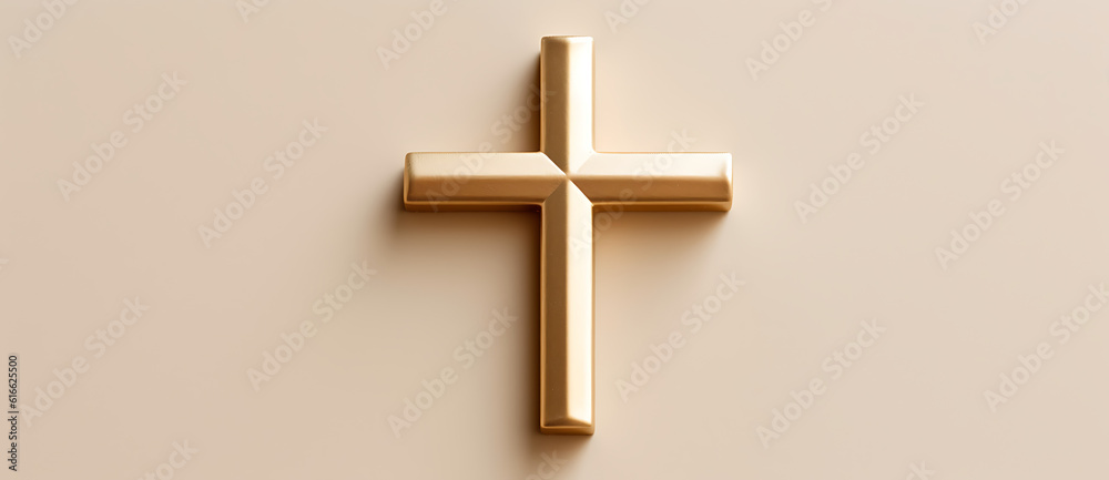 an artistic golden cross with one long rod Generated by AI