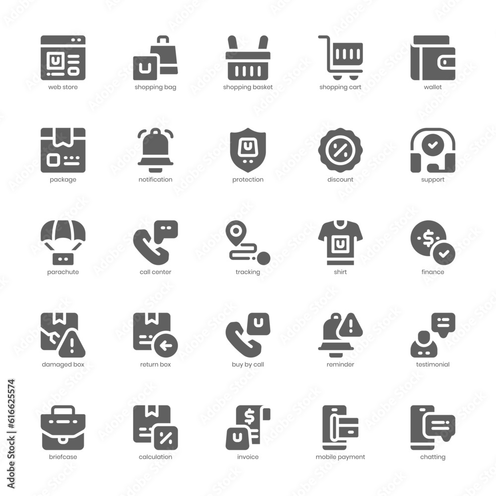 Web Store Icon pack for your website design, logo, app, and user interface. Web Store Icon glyph design. Vector graphics illustration and editable stroke.