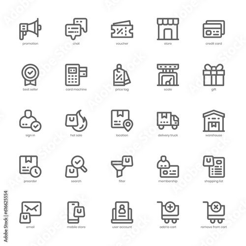 Web Store Icon pack for your website design, logo, app, and user interface. Web Store Icon outline design. Vector graphics illustration and editable stroke.