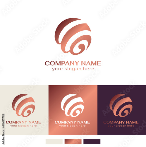 Round spiral ball logo. Creative sphere. Letters W and G. Template for creating a unique luxury design, logo, business, studio, boutique, spa