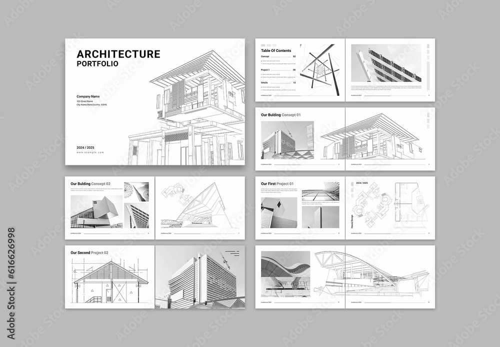 Architecture Portfolio Template Landscape Stock Template | Adobe Stock