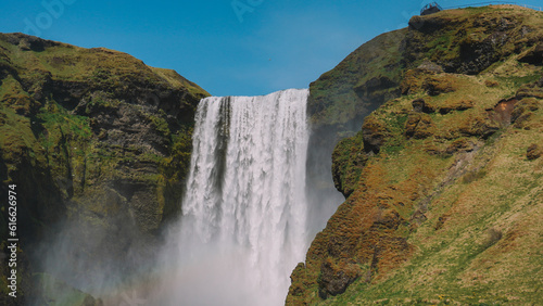 Waterfall In Iceland. Amazing View Of The Skogafoss Waterfall © george