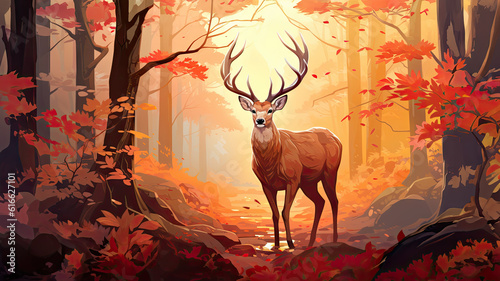 Autumn Deer created with Generative AI technology