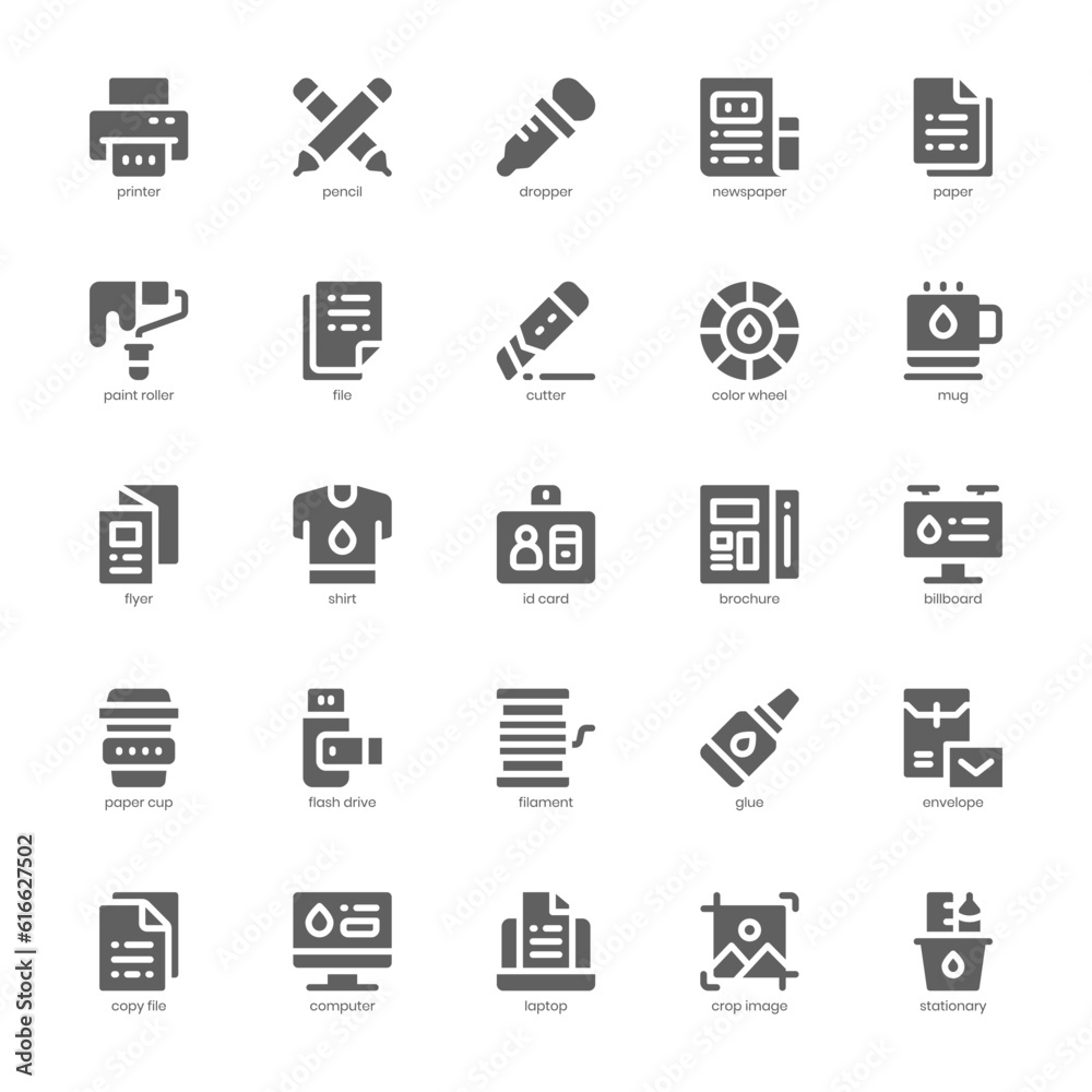 Printing Icon pack for your website design, logo, app, and user interface. Printing Icon glyph design. Vector graphics illustration and editable stroke. Printing Icon pack for your website design, logo, app, and user interface. Printing Icon glyph design. Vector graphics illustration and editable stroke.