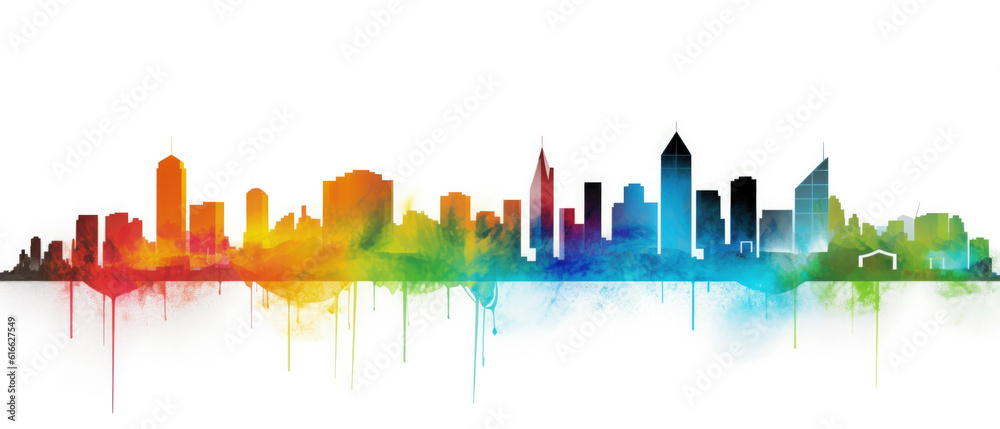 Mozambique Famous Landmarks Skyline Silhouette Style, Colorful, Cityscape, Travel and Tourist Attraction - Generative AI