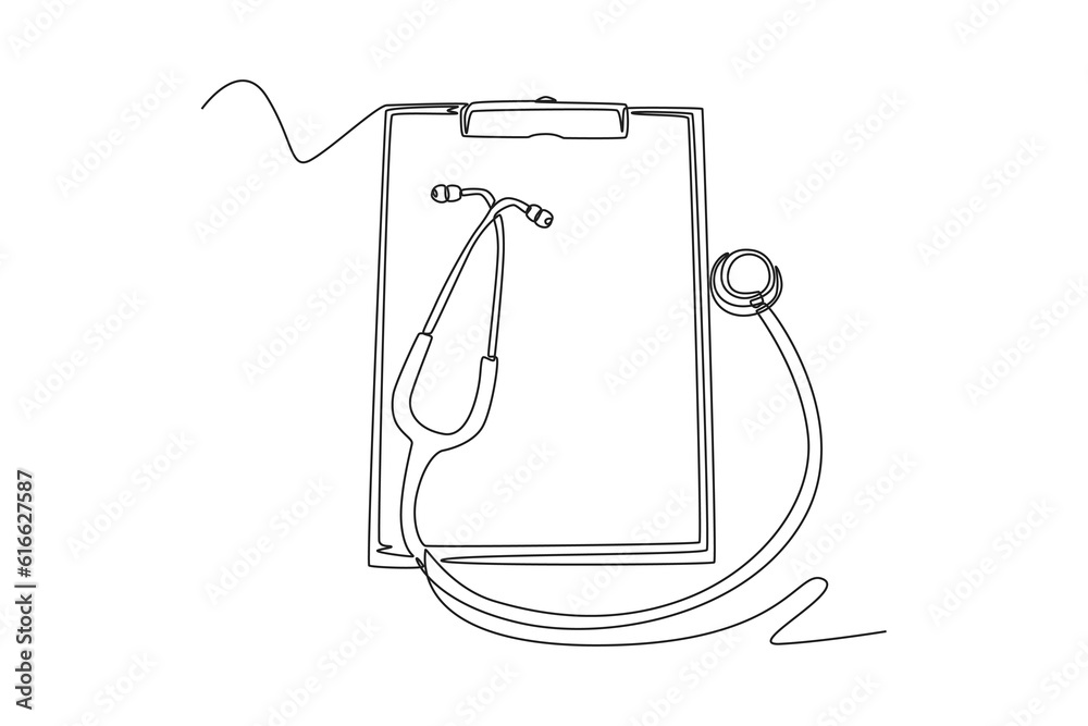 Obraz premium Continuous one line drawing healthcare activity concept. Single line draw design vector graphic illustration.