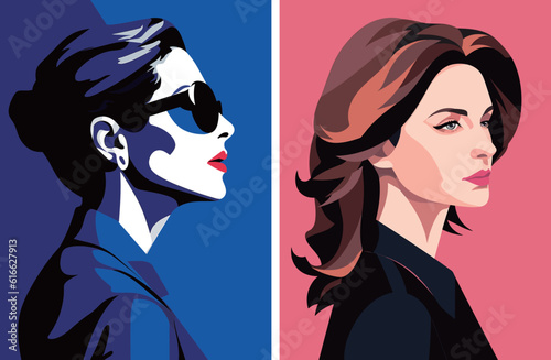 Businesswoman. Minimalistic vector portraits. Fine Art.