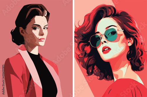 Businesswoman. Minimalistic vector portraits. Fine Art.