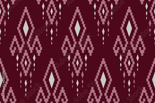 Red traditional ethnic pattern paisley flower Ikat background abstract Aztec African Indonesian Indian seamless pattern for fabric print cloth dress carpet curtains and sarong