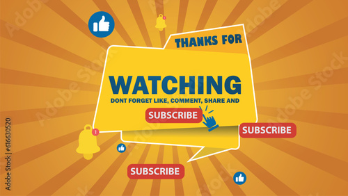 banner thank you for watching for Youtube, social media, and video end vector illustration