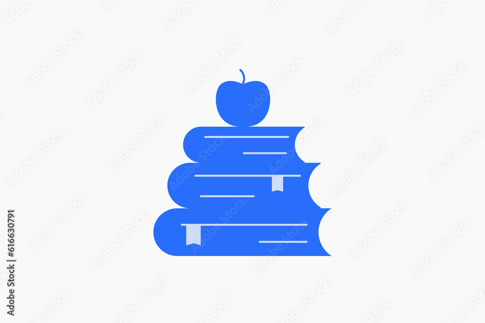 Geometric books with apple illustration in flat style design. Vector illustration and icon. Geometric books with apple illustration in flat style design. Vector illustration and icon.
