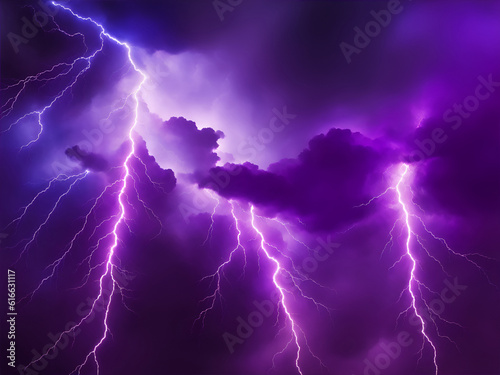 abstract lightning background at night,Big lightning on the sky,generative ai