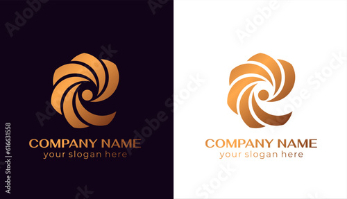 Round spiral logo. Swirling elegant waves of fabric. Template for creating a unique luxury design, logo, fashion, studio, boutique, spa center