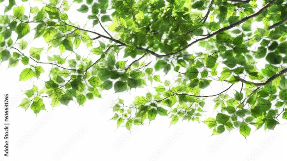 Green leaves tree under isolated white background. Generative Ai Green leaves tree under isolated white background. Generative Ai