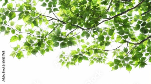 Green leaves tree under isolated white background. Generative Ai
