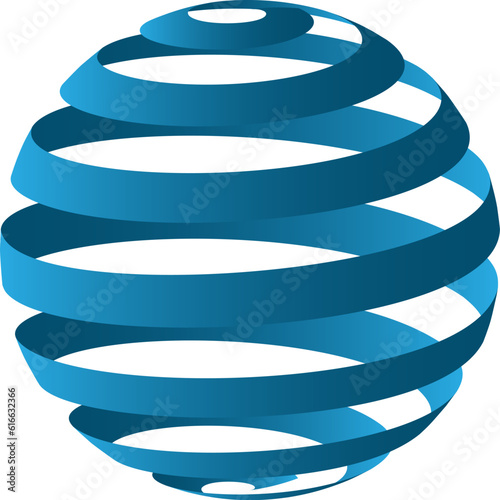 Wallpaper Mural 3d blue globe spiral lines logo isolated on white background. Optical illusion gloabl spherical shape orb. Vector illustration. Torontodigital.ca