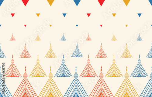 Geometric tribal seamless colorful pattern. Traditional ethnic vector texture. Native American patterns. Design for clothing, fabric, wallpaper, rug and scarf. Navajo motifs. Boho background.