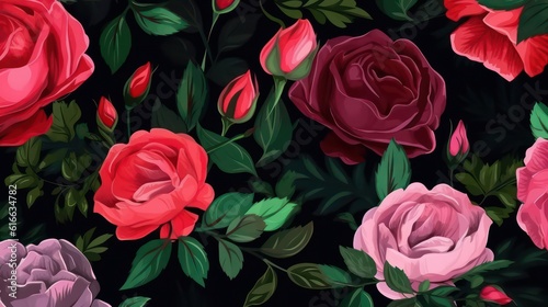 Roses background. Illustration roses wallpaper background. Generative AI.