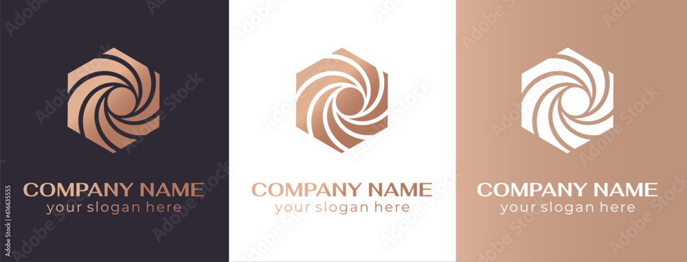 Round spiral logo. Swirling elegant waves of fabric. Template for creating a unique luxury design, logo, fashion, studio, boutique, spa center Round spiral logo. Swirling elegant waves of fabric. Template for creating a unique luxury design, logo, fashion, studio, boutique, spa center