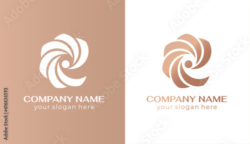 Round spiral logo. Swirling elegant waves of fabric. Template for creating a unique luxury design, logo, fashion, studio, boutique, spa center