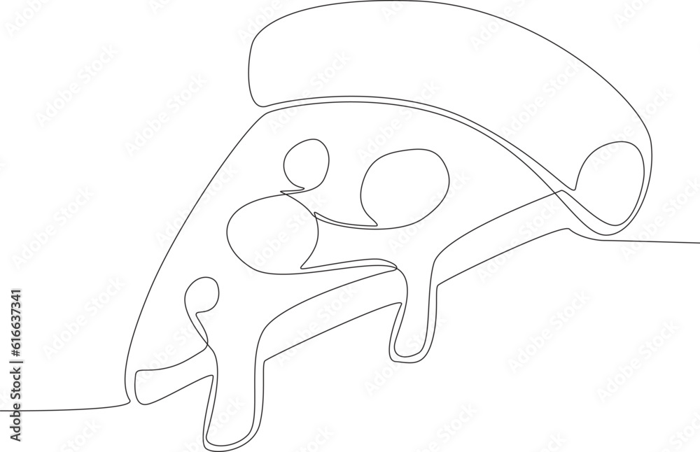 Single continuous line drawing sliced pizza. Fast Food
Single continuous line drawing sliced pizza. Fast Food