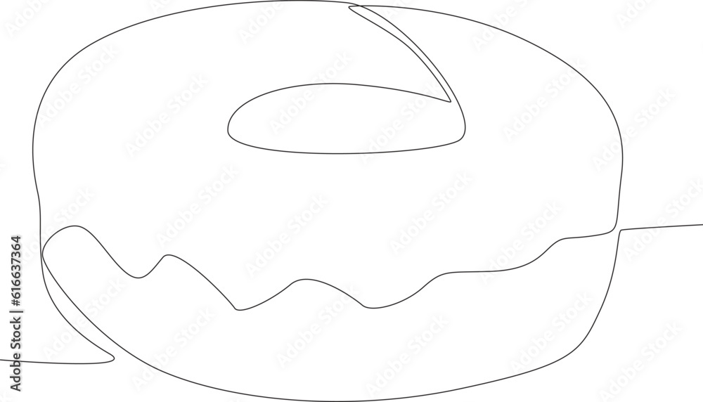 Single continuous line drawing doughnut. Fast Food
Single continuous line drawing doughnut. Fast Food