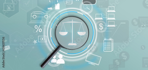 Feasibility study, business investment concept. Assessing the practicality of a proposed plan or project for launching a new business or adopting a new product line. Magnifier and feasibility icon.