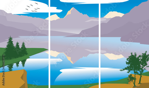 Abstract mountain painting  for wallpaper and interior  vector illustration.