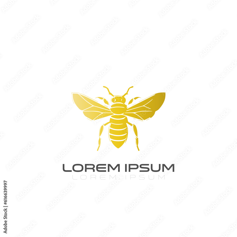 Business Honey bee logo. Creative Hand drawn engraving style illustrations. Bee logo vector minimalist graphic vector. colorfull logo