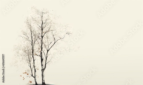  a tree with no leaves in a field with a sky background.  generative ai © Anna