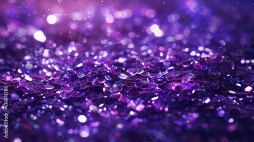 Purple magic sparkles, glitter background.